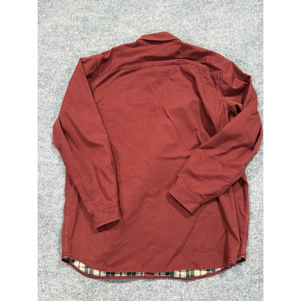 LL Bean Shirt Mens XLT Red Flannel Lined Twill Button Up Long Sleeve Cotton - Picture 7 of 7